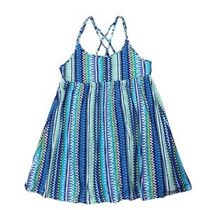 XL Ocean Pacific Ikat Print Strappy Criss Cross Tank Summer Beach Coastal Surfer